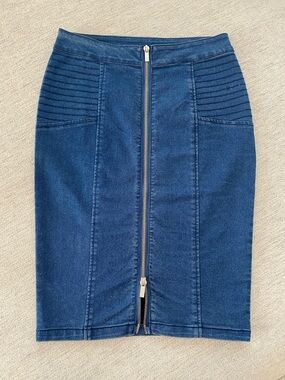 Marilyn Monroe Denim Zip-Front Pencil Skirt